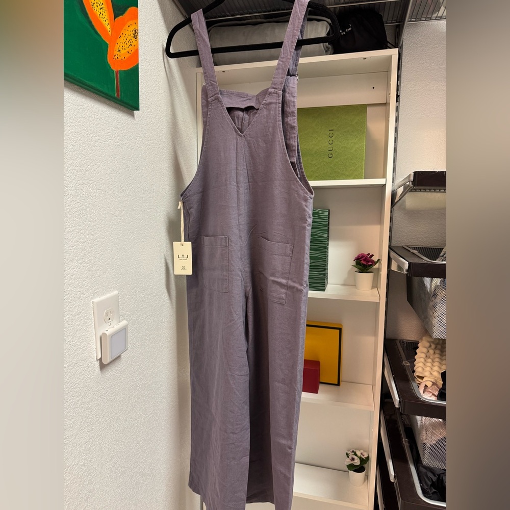 Purple Linen Overalls - Size S - L.T.J